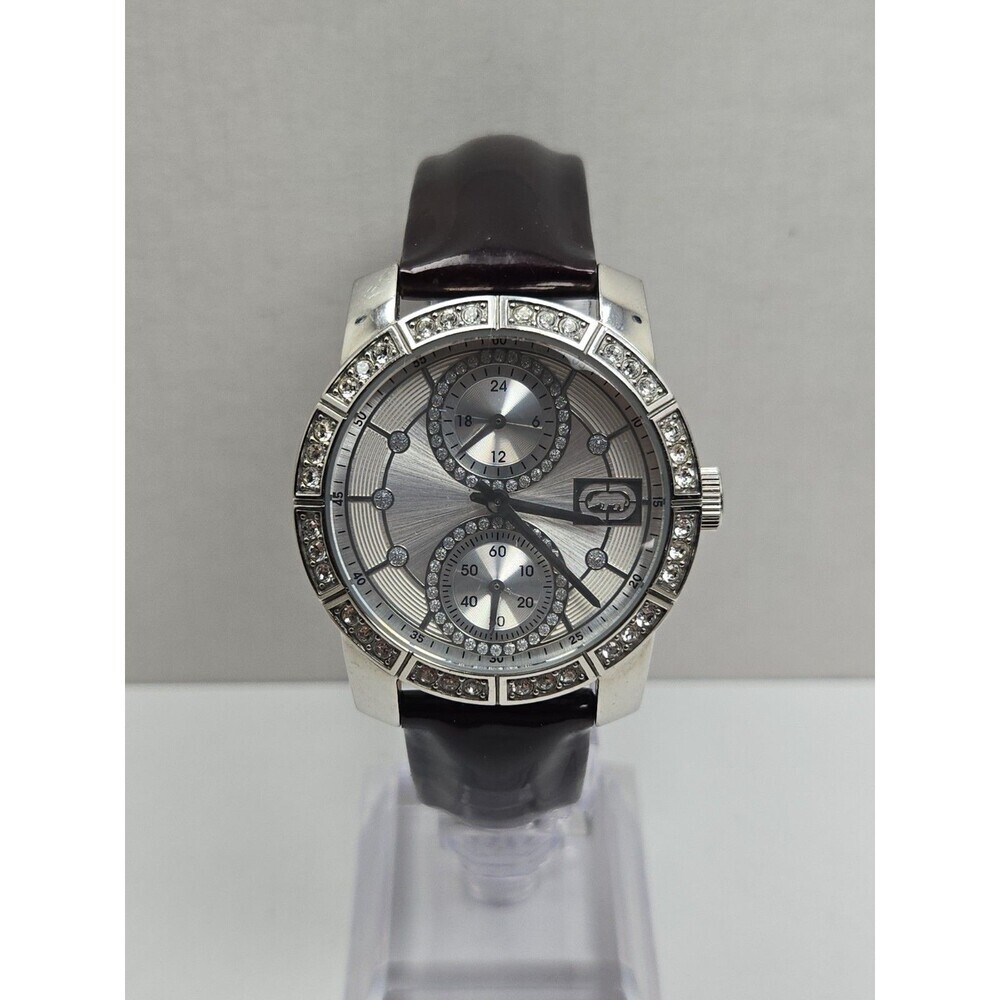 Marc Ecko E09518L1 Paradise Womens Crystal Bezel Silver Quartz Watch New Battery